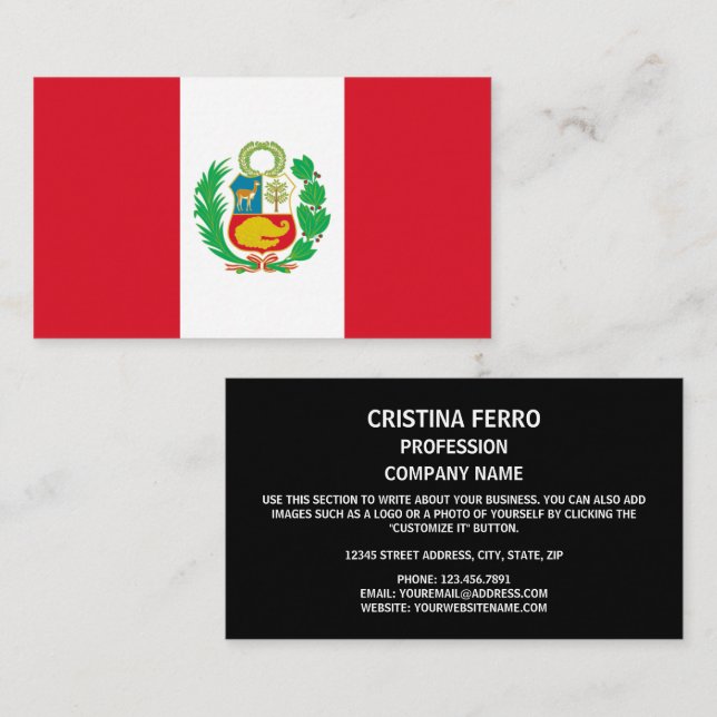 Tarjeta De Visita Bandera del Perú (Anverso / Reverso)