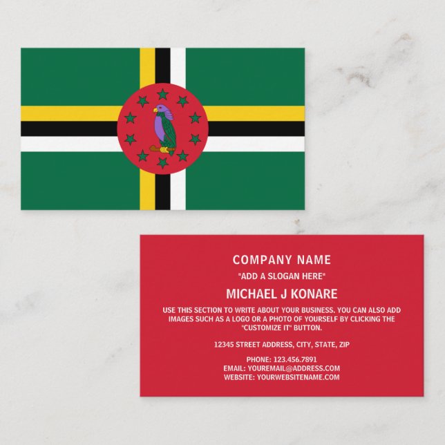Tarjeta De Visita Bandera dominicana, Bandera de Dominica (Anverso / Reverso)