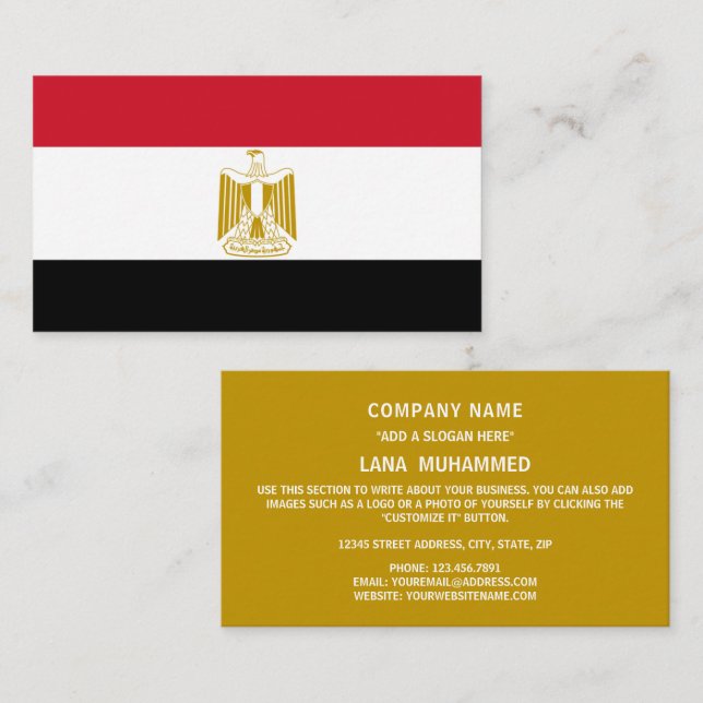 Tarjeta De Visita Bandera egipcia, bandera de Egipto (Anverso / Reverso)
