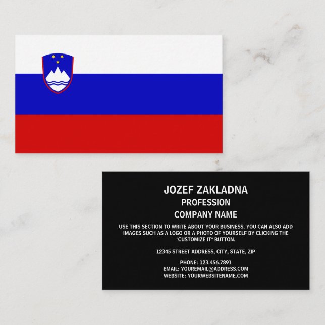 Tarjeta De Visita Bandera eslovena, bandera de Eslovenia (Anverso / Reverso)