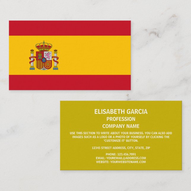 Tarjeta De Visita Bandera española, bandera de España (Anverso / Reverso)