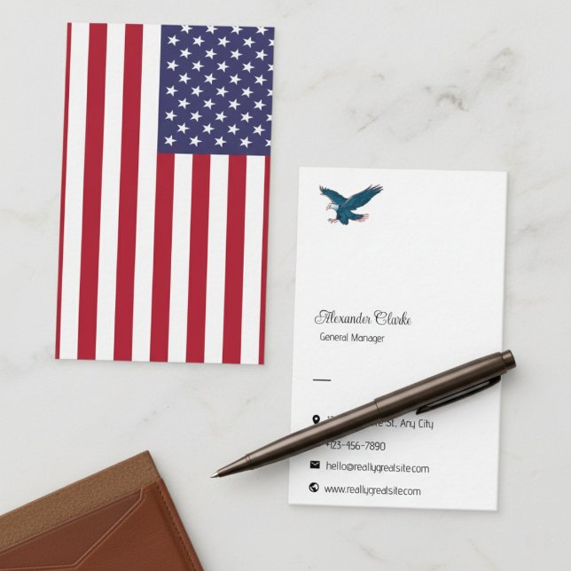 Tarjeta De Visita Bandera estadounidense (American Flag Business Card with Patriotic Design and Professional Layout)