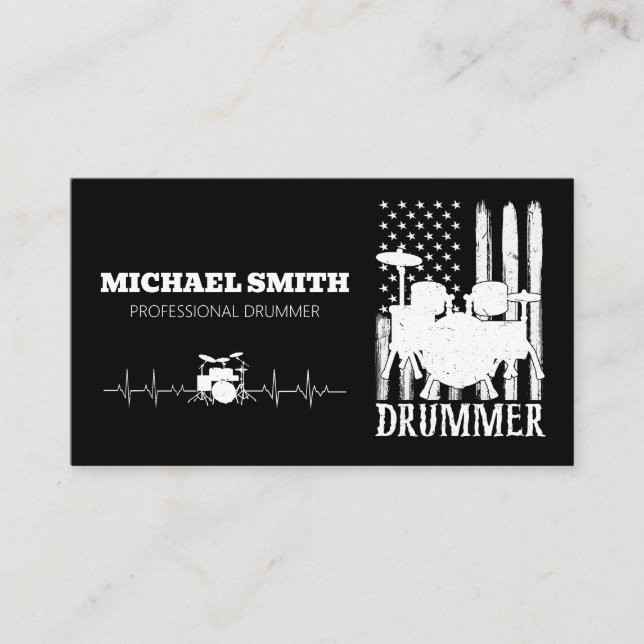 Tarjeta De Visita Bandera estadounidense de tambores profesionales (Anverso)