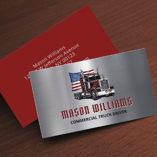 Tarjeta De Visita Bandera estadounidense de Trucker Transport Trucke