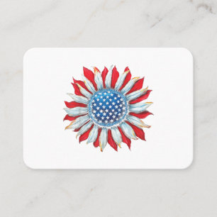 Tarjeta De Visita Bandera estadounidense del girasol 4 de julio Muje