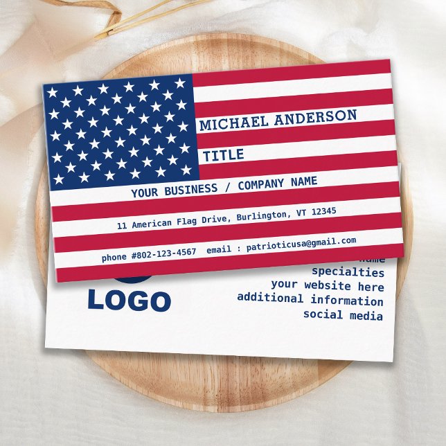 Tarjeta De Visita Bandera estadounidense estadounidense moderna tu l (Subido por el creador)