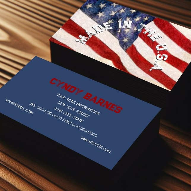 Tarjeta De Visita Bandera estadounidense hecha en Estados Unidos (Subido por el creador)