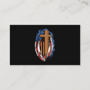 Tarjeta De Visita Bandera estadounidense Jesús cruza la religión est