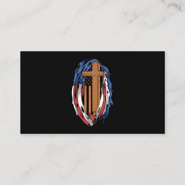 Tarjeta De Visita Bandera estadounidense Jesús cruza la religión est (Anverso)