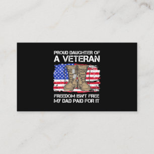 Tarjeta De Visita Bandera Estadounidense Orgullosa Hija De Un Vetera