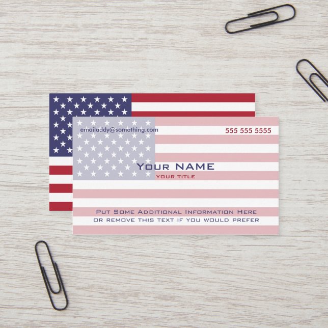 Tarjeta De Visita Bandera estadounidense versión 4 (Anverso/Reverso In Situ)