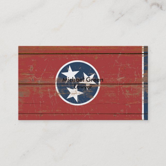 Tarjeta De Visita Bandera estatal de Tennessee, vieja madera (Anverso)
