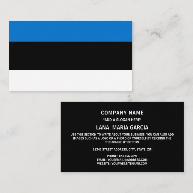 Tarjeta De Visita Bandera estonia, bandera de Estonia (Anverso / Reverso)