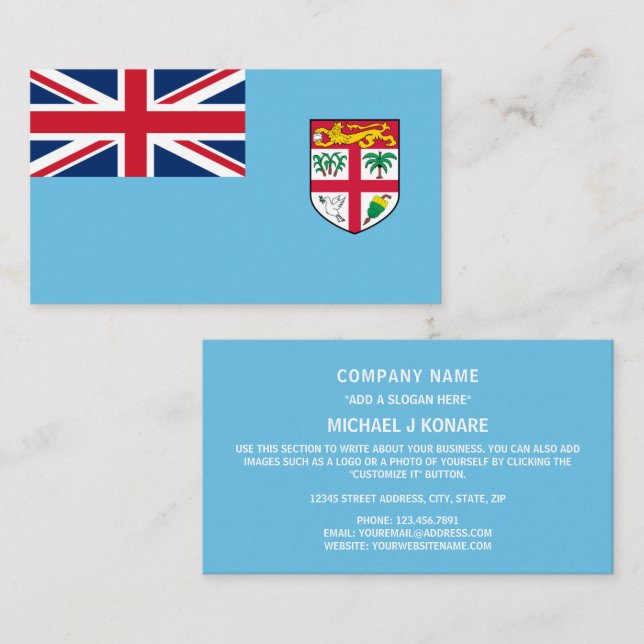 Tarjeta De Visita Bandera fijiana, Bandera de Fiji (Anverso / Reverso)