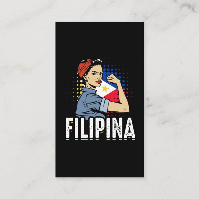 Tarjeta De Visita Bandera filipina de una mujer orgullosa Chica fili (Anverso)