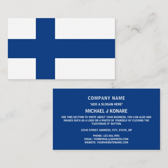 Tarjeta De Visita Bandera finlandesa, Bandera de Finlandia (Anverso / Reverso)