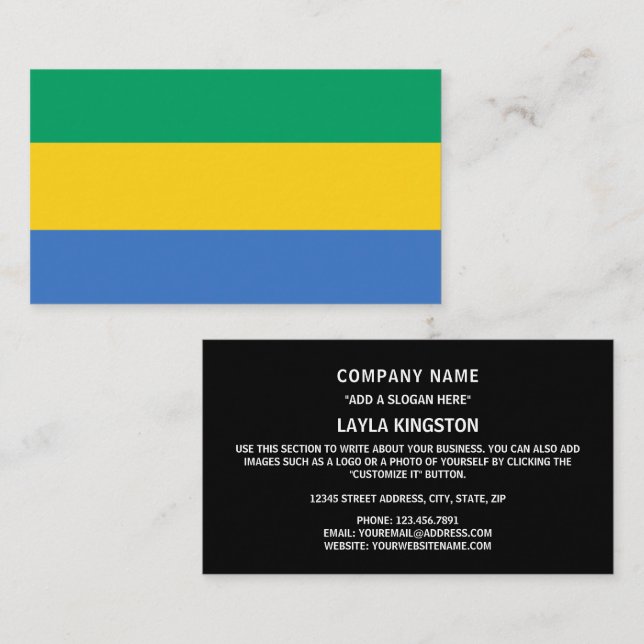 Tarjeta De Visita Bandera gabonesa, bandera de Gabón (Anverso / Reverso)