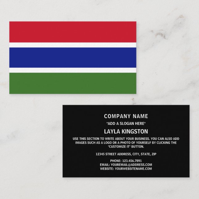 Tarjeta De Visita Bandera gambiana, bandera de Gambia (Anverso / Reverso)