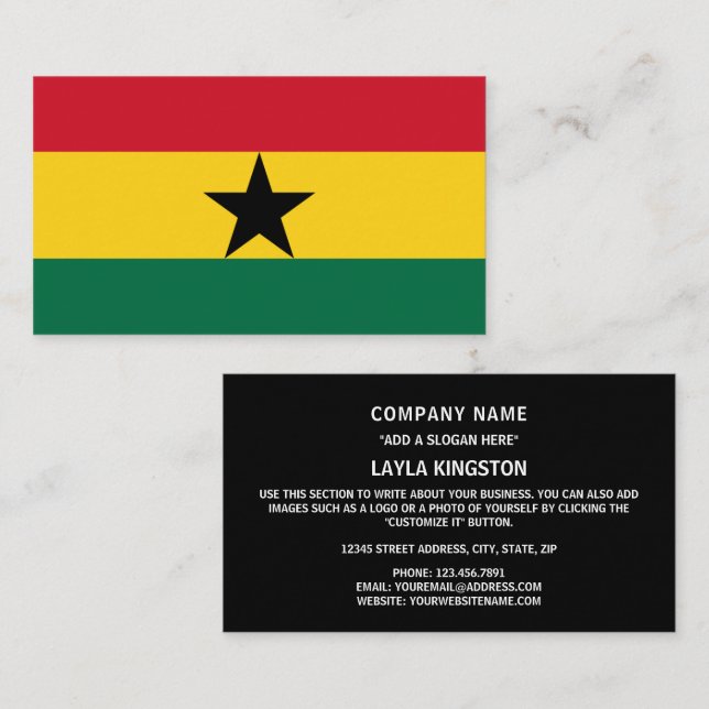 Tarjeta De Visita Bandera ghanesa, bandera de Ghana (Anverso / Reverso)