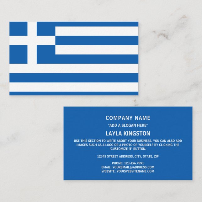 Tarjeta De Visita Bandera griega, bandera de Grecia (Anverso / Reverso)