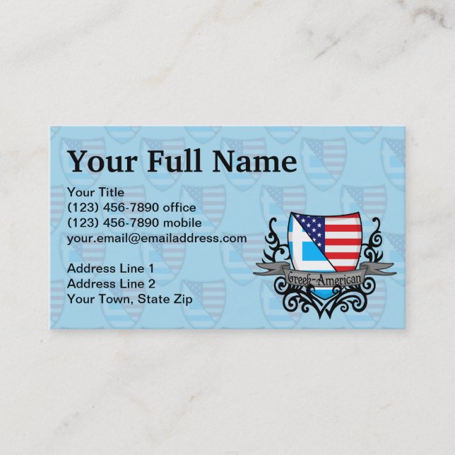 Tarjeta De Visita Bandera Griego-Americana del escudo (Anverso)