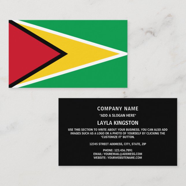 Tarjeta De Visita Bandera guyanesa, bandera de Guyana (Anverso / Reverso)