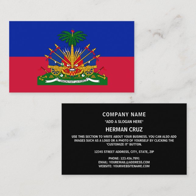 Tarjeta De Visita Bandera haitiana y escudo de armas, bandera de Hai (Anverso / Reverso)