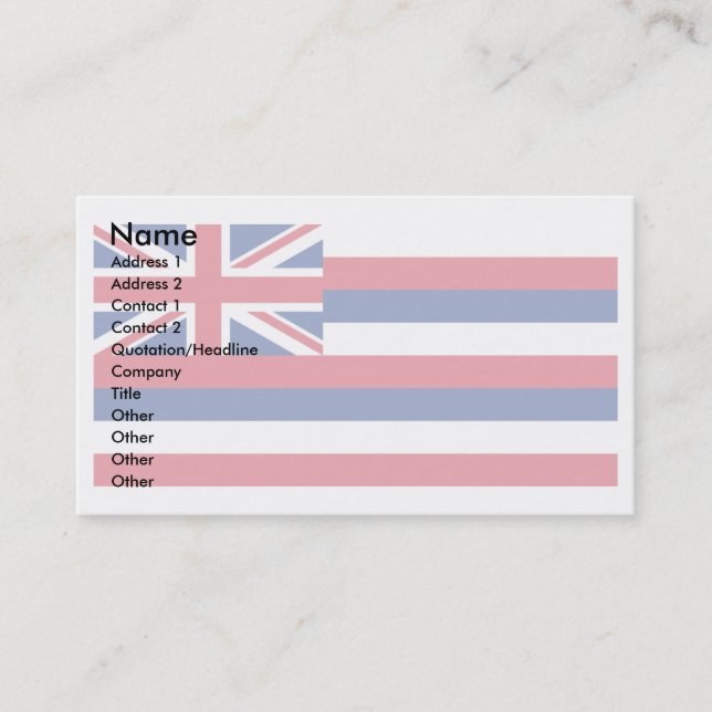 Tarjeta De Visita Bandera hawaiana (Anverso)