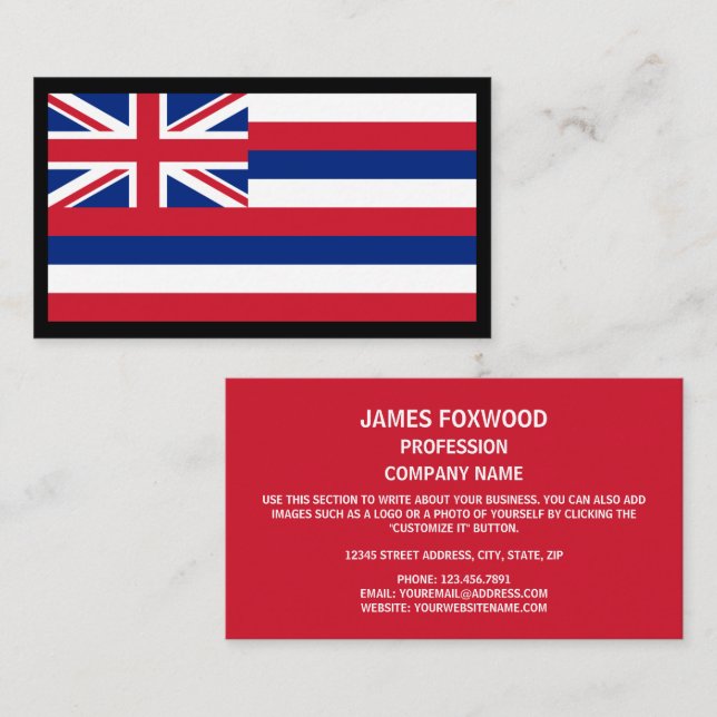 Tarjeta De Visita Bandera hawaiana, bandera de Hawái (Anverso / Reverso)