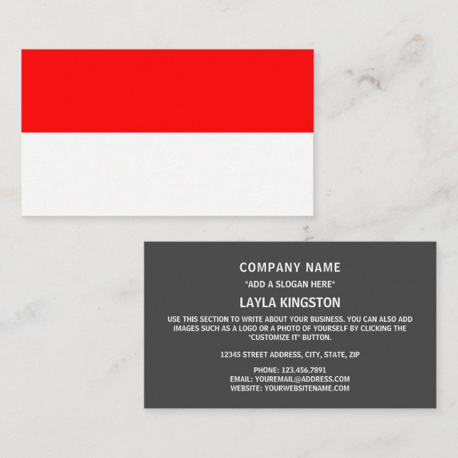 Tarjeta De Visita Bandera indonesia, bandera de Indonesia (Anverso / Reverso)