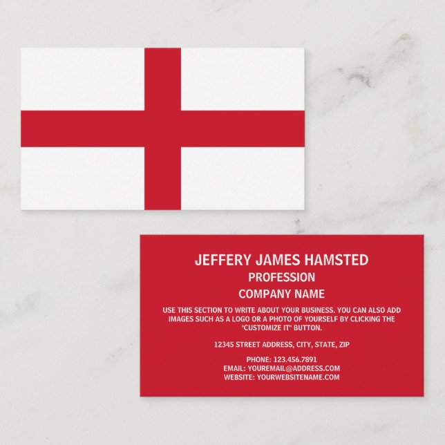 Tarjeta De Visita Bandera inglesa, bandera de Inglaterra (Anverso / Reverso)