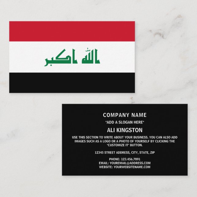 Tarjeta De Visita Bandera iraquí, bandera de Iraq (Anverso / Reverso)