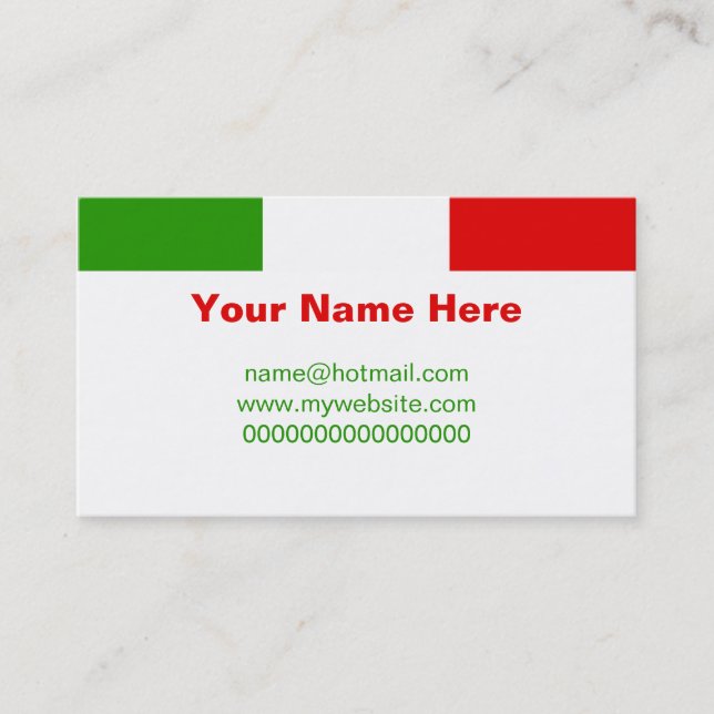 Tarjeta De Visita Bandera italiana (Anverso)