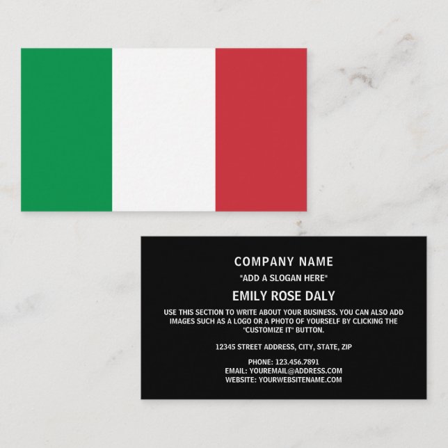 Tarjeta De Visita Bandera italiana, bandera de Italia (Anverso / Reverso)