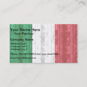 Tarjeta De Visita Bandera italiana de madera