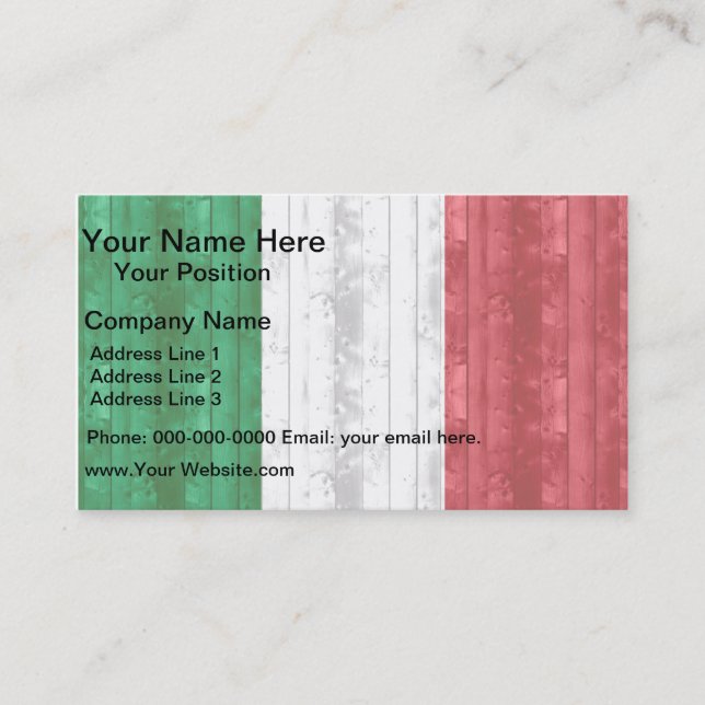 Tarjeta De Visita Bandera italiana de madera (Anverso)