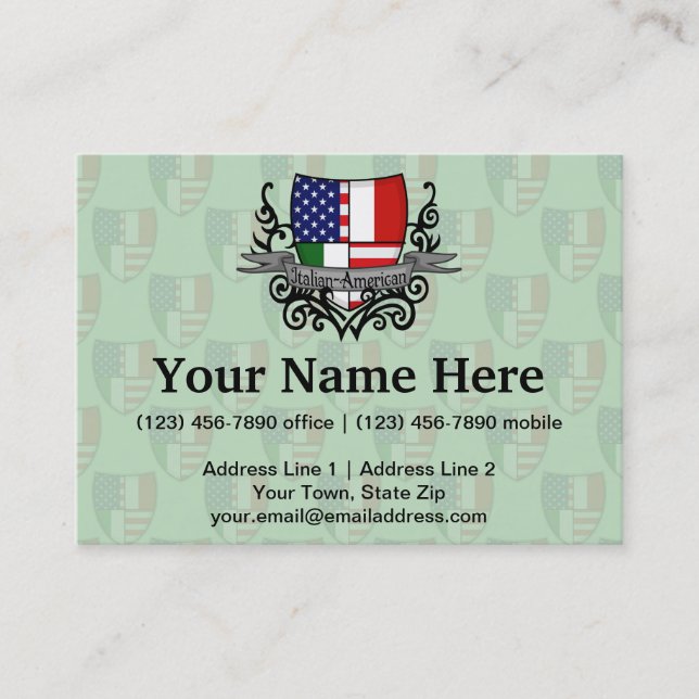 Tarjeta De Visita Bandera Italiano-Americana del escudo (Anverso)