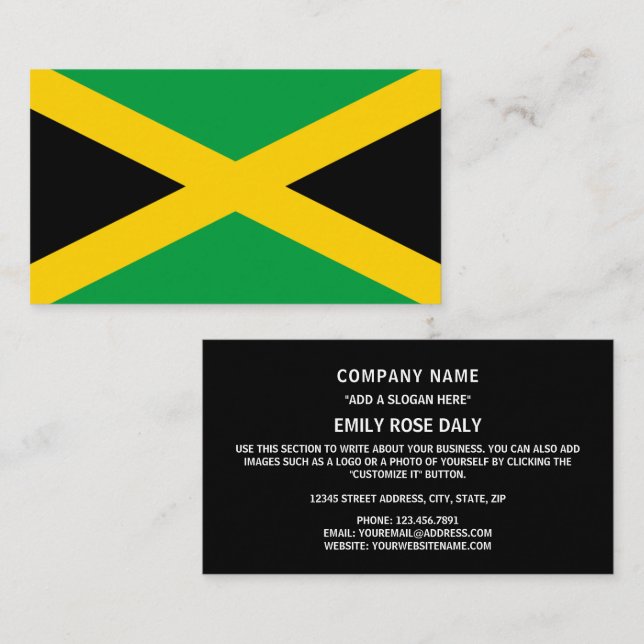 Tarjeta De Visita Bandera jamaiquina, bandera de Jamaica (Anverso / Reverso)