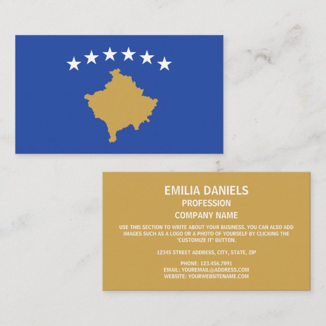 Tarjeta De Visita Bandera kosovar, bandera de Kosovo (Anverso / Reverso)
