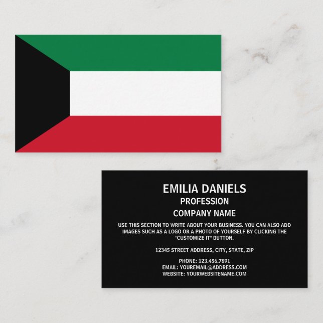 Tarjeta De Visita Bandera kuwaití, bandera de Kuwait (Anverso / Reverso)