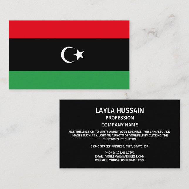 Tarjeta De Visita Bandera libia, bandera de Libia (Anverso / Reverso)