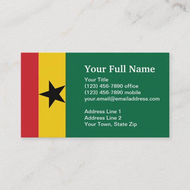 Tarjeta De Visita Bandera llana de Ghana (Anverso)