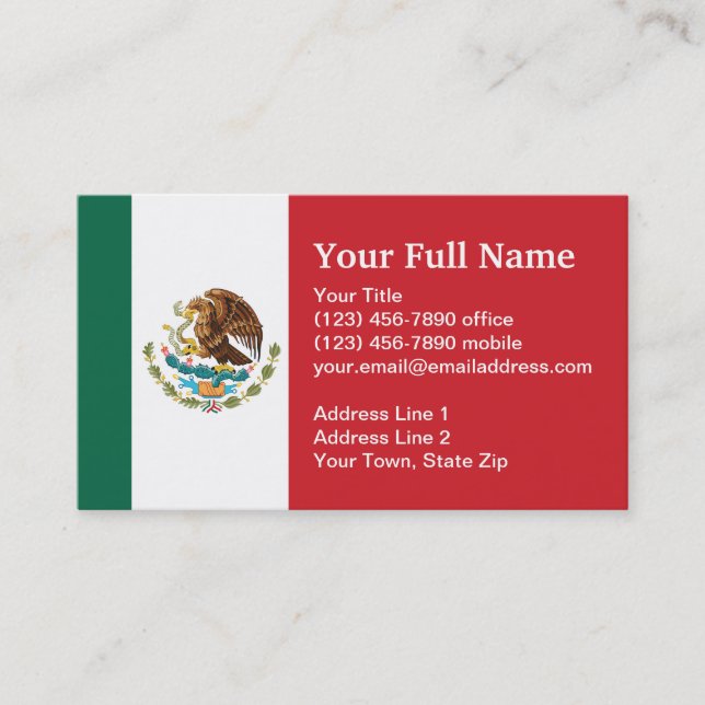 Tarjeta De Visita Bandera llana de México (Anverso)