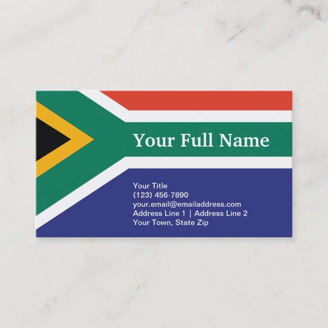 Tarjeta De Visita Bandera llana de Suráfrica (Anverso)