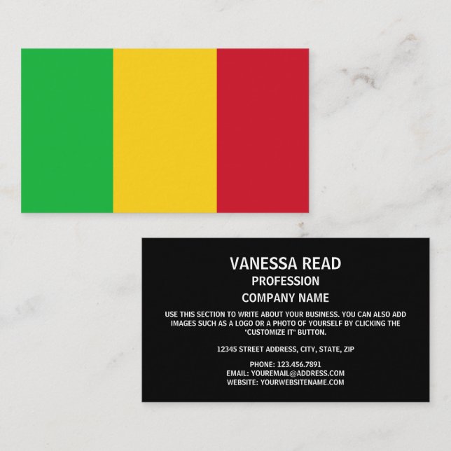 Tarjeta De Visita Bandera maliense, bandera de Mali (Anverso / Reverso)