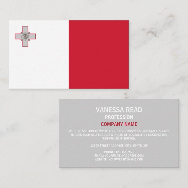 Tarjeta De Visita Bandera maltesa, bandera de Malta (Anverso / Reverso)