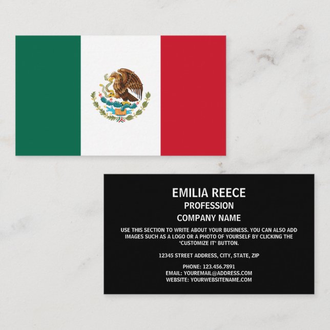 Tarjeta De Visita Bandera mexicana, bandera de México (Anverso / Reverso)