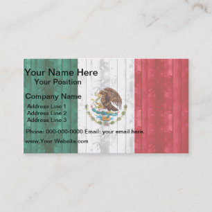 Tarjeta De Visita Bandera mexicana de madera