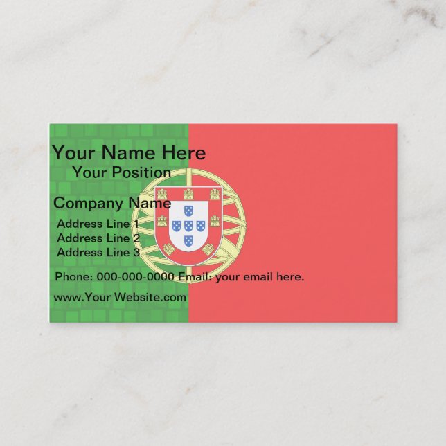 Tarjeta De Visita Bandera moderna del portugués del modelo (Anverso)