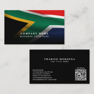Tarjeta De Visita Bandera nacional sudafricana moderna con código QR